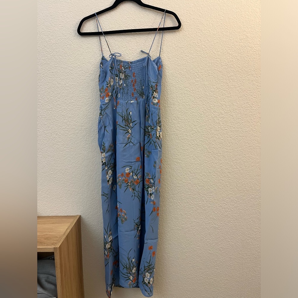 Reformation Kourtney Dress Blue Floral Midi Dress with Spaghetti Straps - Picture 6 of 11